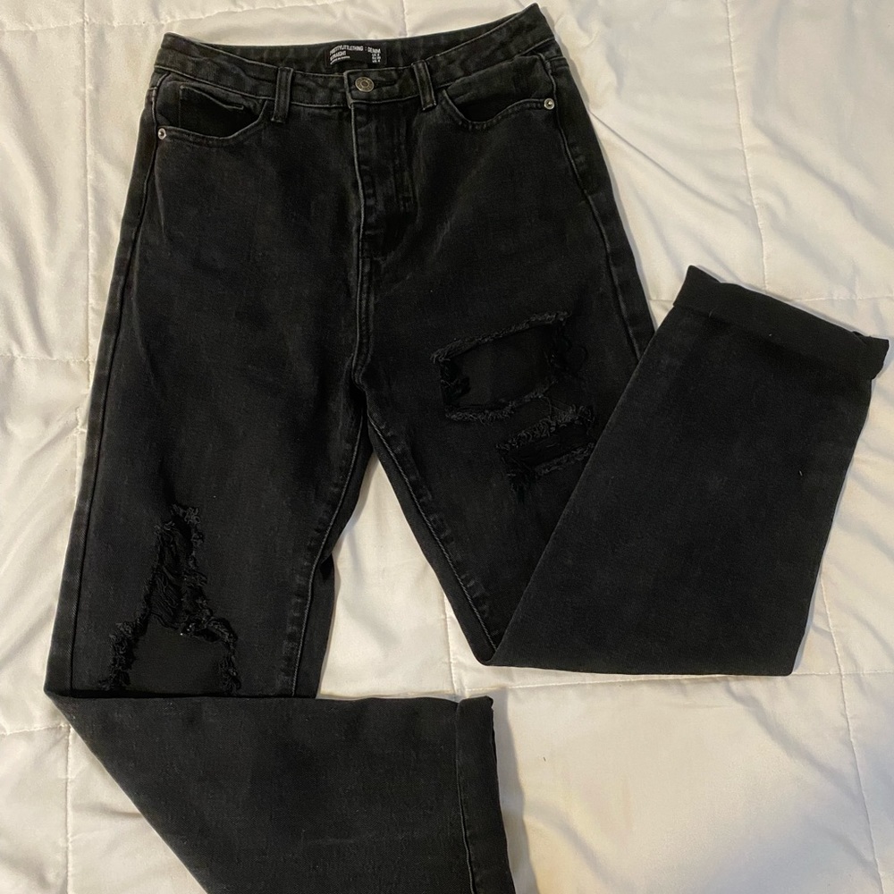 pretty little thing black straight denim jjean